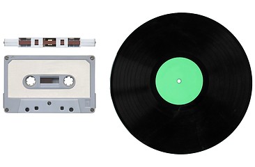 Image showing Tape cassette and record