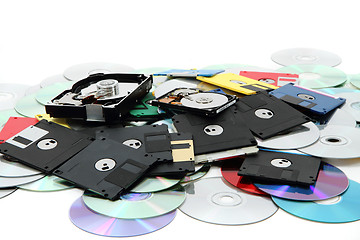 Image showing hard drive, floppy disc, and cd-rom 