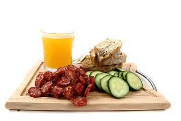 Image showing bread, vegetable and sausage