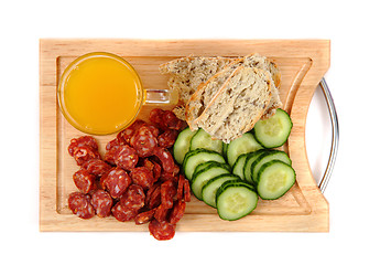 Image showing bread, vegetable and sausage