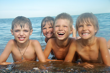 Image showing happy children at the beach