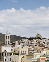 Image showing view of port town Syros Cyclades Greece