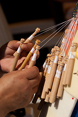 Image showing Bobbin lace-making