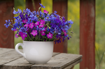 Image showing wild flowers, carnation and cornflower