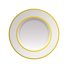 Image showing White china gold rim plate