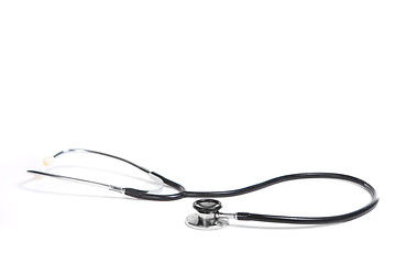 Image showing Black Medical Stethoscope With Copy Space on White