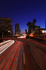 Image showing Timelapsed Traffic in Downtown Los Angeles at Night