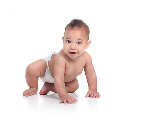 Image showing Crawling Happy Baby Infant Boy