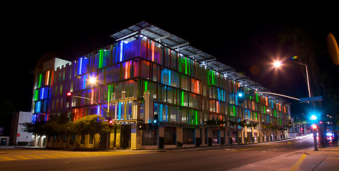 Image showing Parking Structure in Los Angeles With Colorful Accent Lights