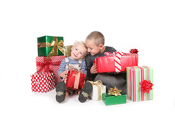 Image showing Happy Children Enjoying Christmas Gifts