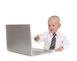 Image showing Little Business Prodigy Using a Laptop Computer