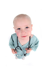 Image showing Cute Little Boy Wearing Scrubs