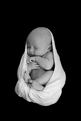 Image showing A Newborn Baby Swaddled in a Blanket Sleeping Soundly