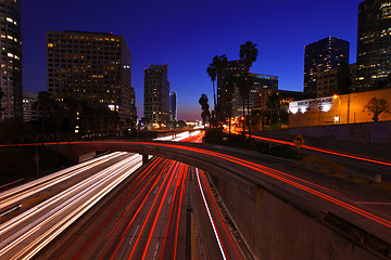 Image showing Los Angeles Freeway at Night