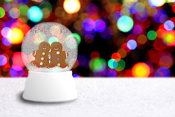 Image showing Snow Globe With Gingerbread Man Couple