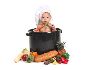 Image showing Baby  Boy in a Chef Pot