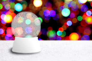 Image showing Empty Christmas Snow Globe With Holiday Background