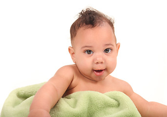 Image showing Baby Boy Smiling at the Viewer on White Background