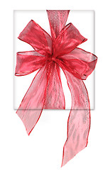 Image showing Beautifully Wrapped Red Birthday or Christmas Present