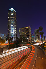Image showing Abstract Timelapse Freeway Traffic at Night in Los Angeles
