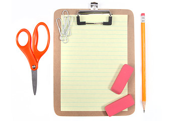 Image showing Yellow Lined Paper and School Office Supplies