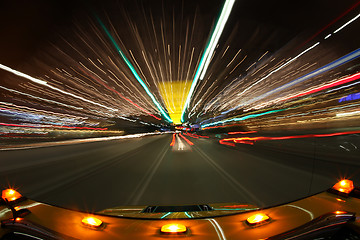 Image showing Speed Driving in Los Angeles With Bright City Lights