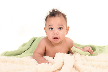 Image showing Adorable Baby Boy Lying on His Tummy