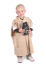 Image showing Child Pretending to be a Professional Photographer