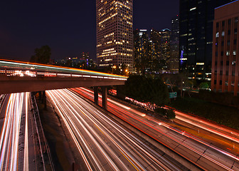 Image showing Timelapsed Freeway Light Streaks on a Los Angeles Freeway