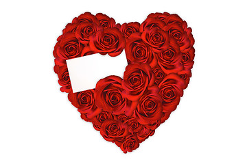 Image showing Heart Made of Roses With Blank Card for a Love Message