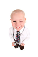 Image showing Smiling Child Doctor Looking up at the Viewer