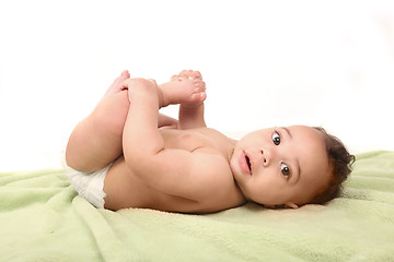 Image showing Infant Baby Boy Being Playful