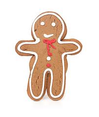 Image showing Gingerbread Man Smiling and Isolated on White Background