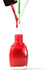 Image showing Dripping Fingernail Polish on White