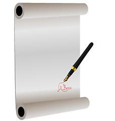 Image showing Illustration of hand-draw lettering on the paper roll