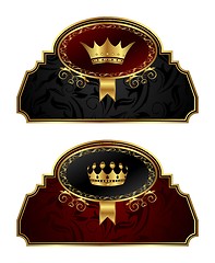 Image showing set gold vintage labels with crown