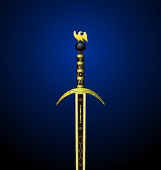 Image showing Illustration of a magic gold sword with an eagle on a hilt