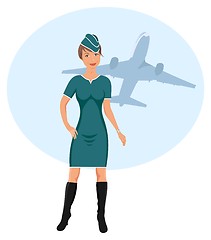 Image showing beautiful stewardess at the airport