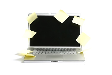 Image showing Laptop with notes