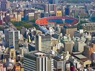 Image showing Urban city scape with stadium