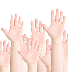 Image showing Raised hands