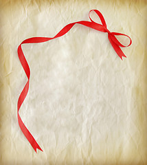 Image showing Red ribbon on old paper