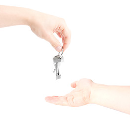 Image showing Handing out a key