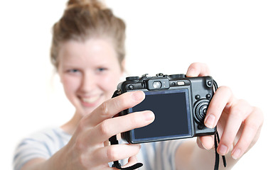 Image showing Girl taking photo of herself