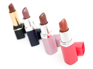 Image showing Lipsticks in a row