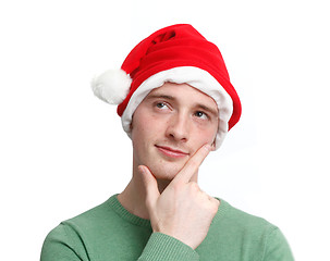 Image showing Man with a santa hat