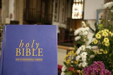 Image showing holy bible in a church