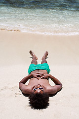 Image showing Sleeping on beach