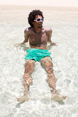 Image showing Man enjoying the seaside