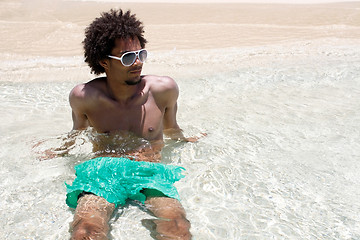 Image showing Man enjoying the seaside